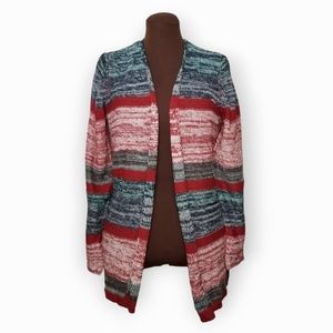 One World Red and Grey Knitted Cardigan Woman Size XL